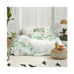 White leaf motif cotton blanket bag delicate (happy friday) 135x200 intact