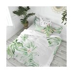 White leaf motif cotton blanket bag delicate (happy friday) 135x200 intact