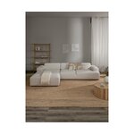 Šviesiai pilka kampinė sofa (melva) su grožio trūkumais