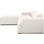 Šviesiai pilka kampinė sofa (melva) su grožio trūkumais