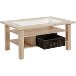 Light brown coffee table with basket