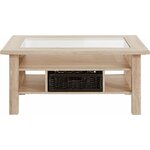 Light brown coffee table with basket
