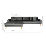 Tamsiai pilka kampinė sofa (lido) 290x170 cm