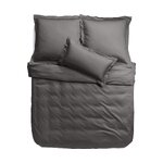 Tamsiai pilkas medvilninis antklodės krepšys (premium) 135x200