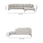 Didelė šviesiai pilka kampinė sofa (mama) su grožio defektu