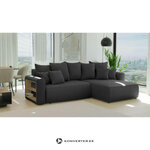Tamsiai žalia sofa-lova su lentyna (Napoli L) Comfort