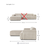 Beige velvet corner sofa (melva) 319x196 incomplete
