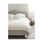 Light gray design bed with wavy headboard (romy) 160x200 whole
