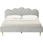 Šviesiai pilkos spalvos dizaino lova su banguotu galvūgaliu (romy) 160x200 visa