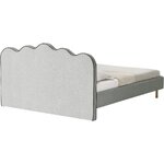Светло-серая дизайнерская кровать с волнистым изголовьем (роми) 160х200 цельная
