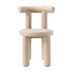 Smėlio spalvos aksominė kėdė (calan) su kosmetiniu defektu