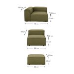 Zaļš liels moduļu dīvāns ar ottoman (Lennon) neskarts