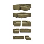 Zaļš liels moduļu dīvāns ar ottoman (Lennon) neskarts