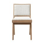 Light brown solid wood design chair (sister) with cosmetic flaws.