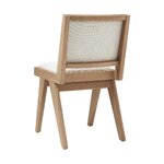Light brown solid wood design chair (sister) with cosmetic flaws.