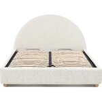 Beige bouclé-kankaalla verhoiltu sänky säilytystilalla (ebba) 180x200 keskeneräinen.