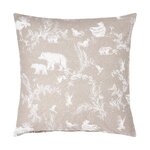 Beige puuvillainen tyynyliina karhukuviuksella (eläin toile) 65x65