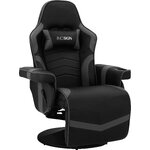 Juodos spalvos žaidimų kėdės dizainas su atpalaiduojančia atrama