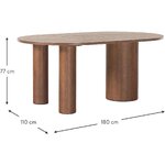 Pruun Ovaalne Täispuit Söögilaud (Dunia) 110x180