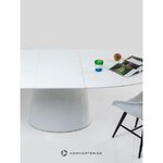 Oval high-gloss extendable dining table (rough design)