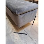 Gray velvet bench with storage (harper) severe cosmetic defects
