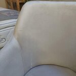 Beige-gold velvet chair with armrests (opening) with beauty defect