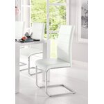 Chromuota balta odinė minkšta kėdė (josy)