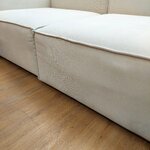 Šviesiai smėlio spalvos didelė kampinė modulinė sofa (Lennon) 327cm su kosmetiniais trūkumais