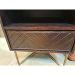 Mango wood bedside table with herringbone pattern luca (ww)