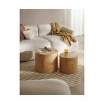 Brown coffee table set of 2 (dan) with a cosmetic flaw