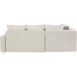 Balta kampinė sofa-lova atsipalaiduoja nepažeista