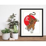 Seinäkuva kiinalainen tiikeri (kaikki kuvat) ehjänä, laatikossa
