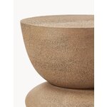 Brown round solid wood coffee table (benno) with a cosmetic flaw