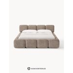 Dark beige upholstered bed (tayla) 140x200