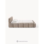 Dark beige upholstered bed (tayla) 140x200