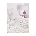 Balts perkalo bohoo stila gultas veļas komplekts (fia) 135x200cm + 80x80cm vesels, zāles paraugs