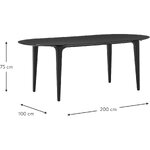 Melns ovāls masīvkoka ēdamgalds (Archie) 100x200