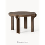 Round Dark Brown Solid Wood Dining Table (Nolan) D=124