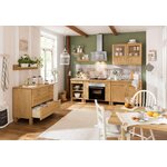 Light brown wide wall cabinet with glass (alby)