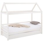 Balta masīvkoka gultiņa ar atvilktni (90x200) (alpu)