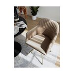 Beige swivel velvet chair (lola) hall sample, with cosmetic defects.