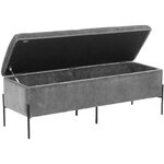 Gray velvet bench with storage (harper)