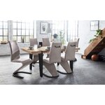 The light gray dining chair is intact