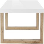 White high-gloss dining table (160x90cm) with wooden legs