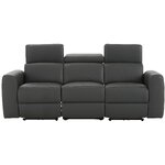 Pilkos spalvos odinė trivietė sofa su atsipalaidavimo funkcija sentrano visuma