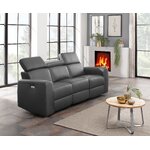 Pilkos spalvos odinė trivietė sofa su atsipalaidavimo funkcija sentrano visuma