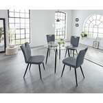 Round black dining table made of glass (danny)