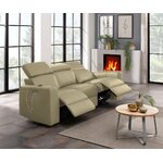 Krēmkrāsas trīsvietīgs dīvāns ar relaksācijas funkciju (sentrano)