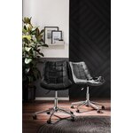 Pilkos spalvos aksominė biuro kėdė su užraktu