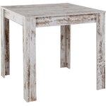 Комплект антикварного белого обеденного стола (80х80) (линн) + 4 серых мягких стула (чехол)